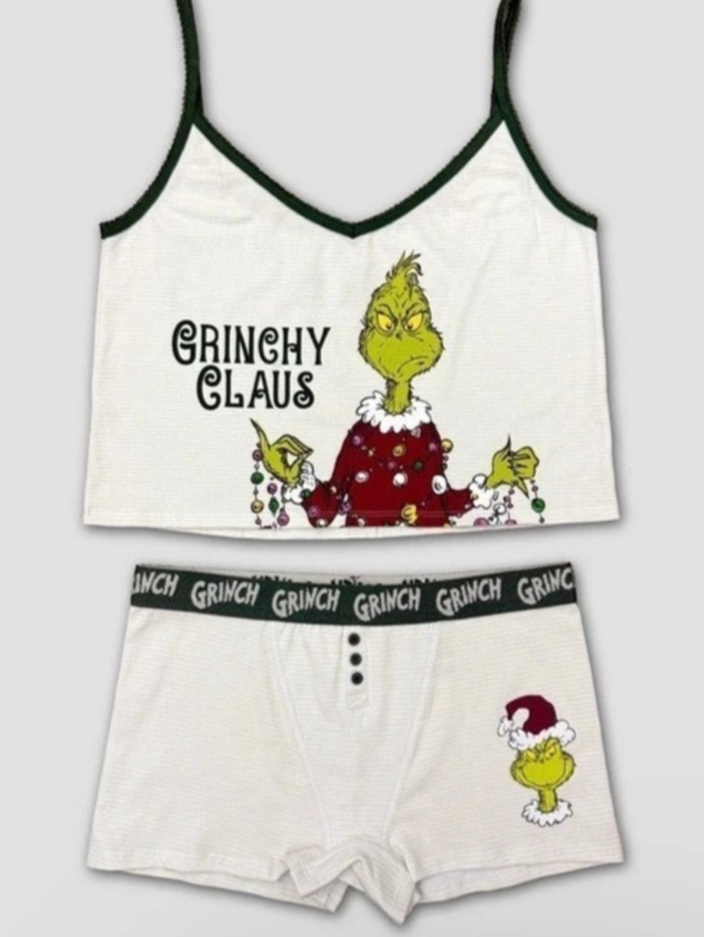 Grinchy Christmas Clause Woman's Pajama Shorts Set